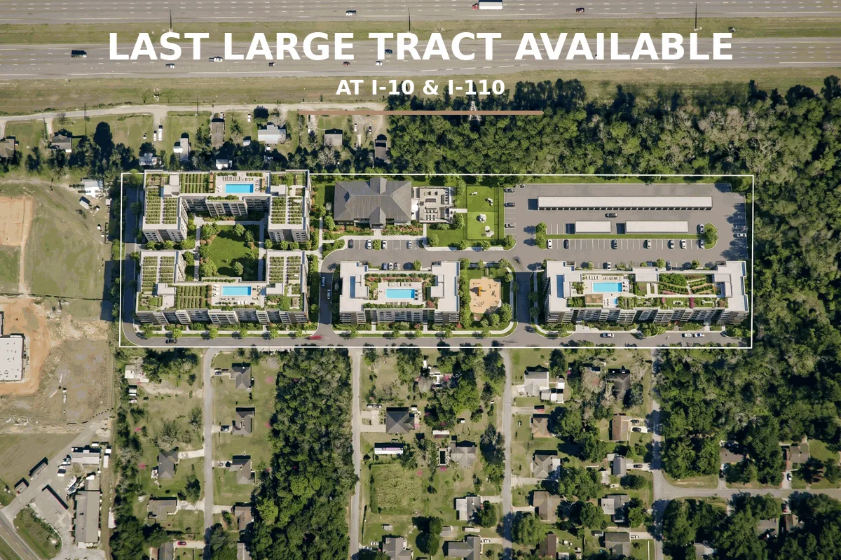 Aerial photo of Lamey Bridge and Interstate 10 in D'Iberville, Mississippi, For Sale, Lease — commercial real estate opportunity