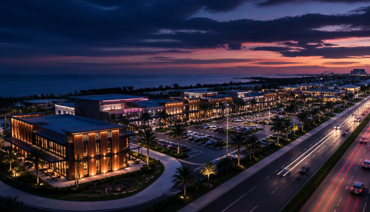 Aerial view of a Gulf South retail development